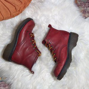Arizona Red Leather Lace Boots Women 6.5